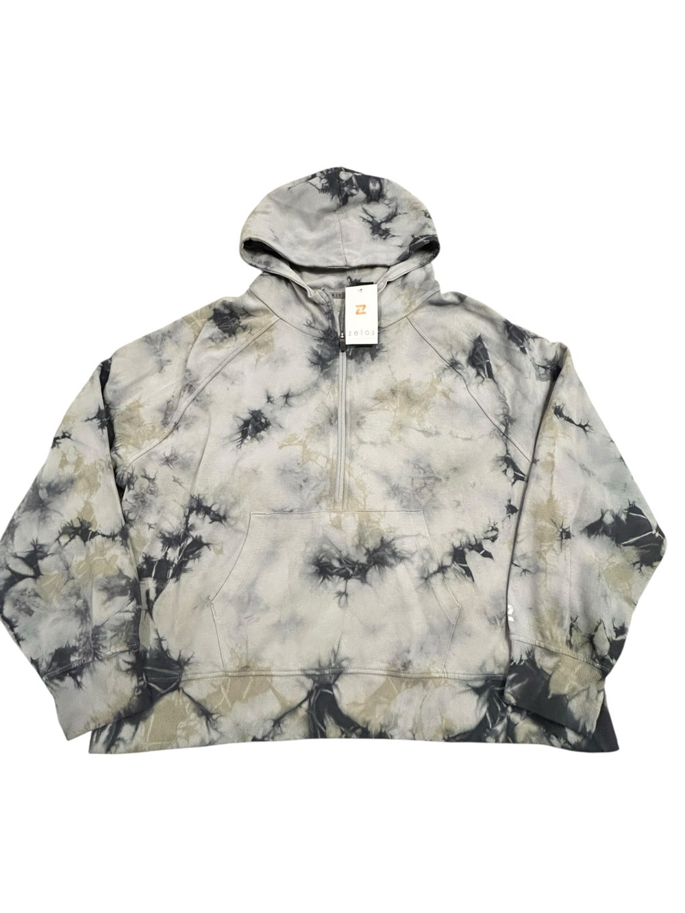 NEW Zelos Dye Transfer Women’s Hoodie 2X Tie Dye Active Casual Gray Half Zip